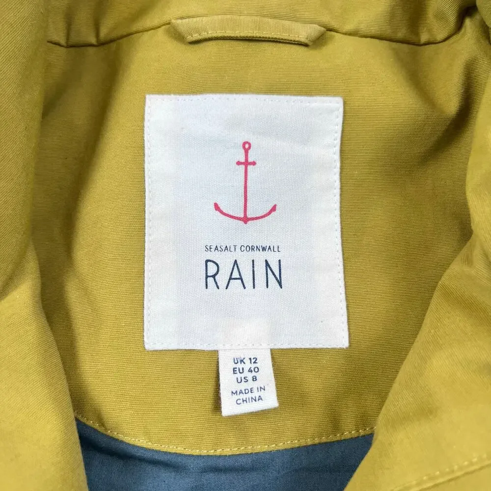 Seasalt Cornwall RAIN Coverack Waterproof Yellow Green Pear Rain Coat Jacket (8) - Picture 6 of 16